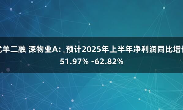 优羊二融 深物业A：预计2025年上半年净利润同比增长51.97% -62.82%